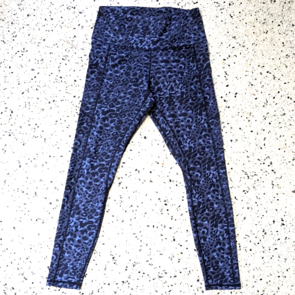 Letsfit Blue Leopard Pockets Leggings